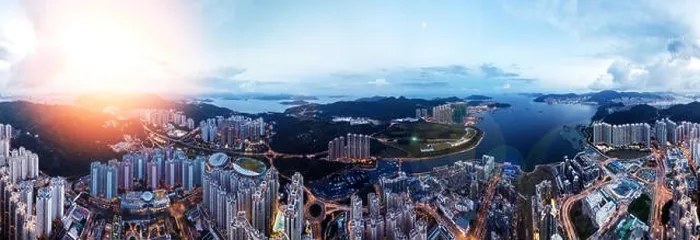 Framed Print : Aerial view panorama of Hong Kong and Kowloon City Framed Print : Aerial view panorama of Hong Kong and Kowloon City