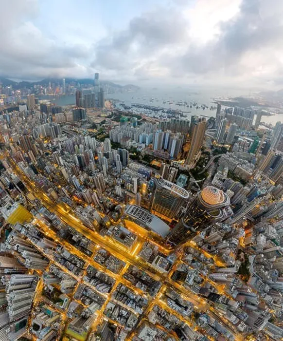 Framed Print : Aerial view panorama of Hong Kong and Kowloon City Framed Print : Aerial view panorama of Hong Kong and Kowloon City