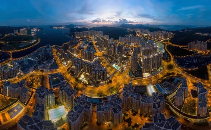 Framed Print : Aerial view panorama of Hong Kong and Kowloon City Framed Print : Aerial view panorama of Hong Kong and Kowloon City