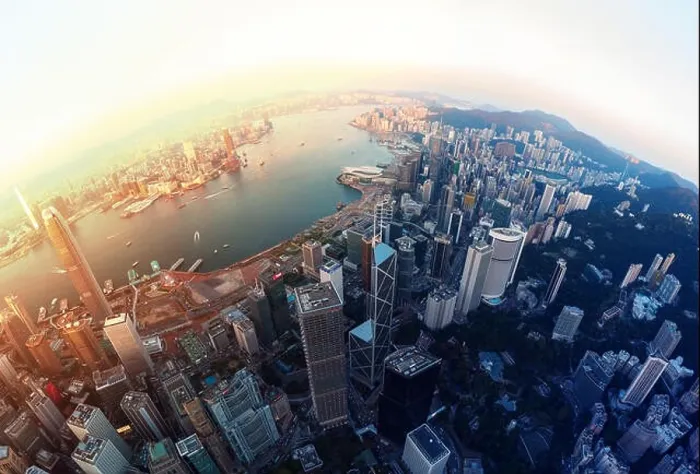 Framed Print : Aerial view panorama of Hong Kong and Kowloon City Framed Print : Aerial view panorama of Hong Kong and Kowloon City