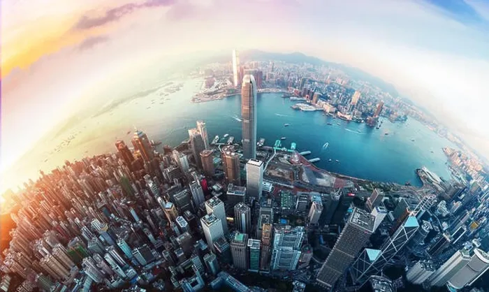 Framed Print : Aerial view panorama of Hong Kong and Kowloon City Framed Print : Aerial view panorama of Hong Kong and Kowloon City