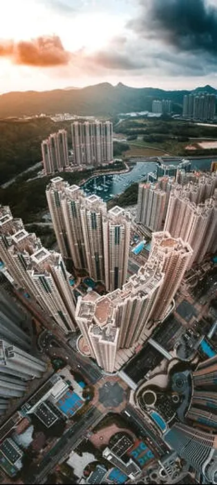 Framed Print : Aerial view panorama of Hong Kong and Kowloon City Framed Print : Aerial view panorama of Hong Kong and Kowloon City