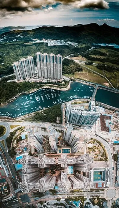Framed Print : Aerial view panorama of Hong Kong and Kowloon City Framed Print : Aerial view panorama of Hong Kong and Kowloon City