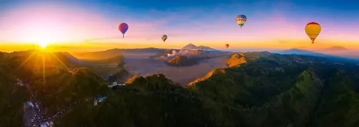 Framed Print : Aerial view panorama of Mount Bromo volcano (Gunung Bromo)in Bromo Tengger Semeru National Park, East Java, Indonesia
