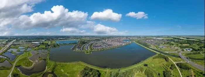 Framed Print : Aerial view, panorama picture with park Van Luna and district Stad van de Zon (City of the Sun) Framed Print : Aerial view, panorama picture with park Van Luna and district Stad van de Zon (City of the Sun)