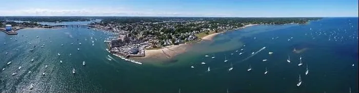Framed Print : Aerial view panorama of Sandy Point at Danvers River mouth to Salem Harbor in city of Beverly, Massachusetts MA, USA Framed Print : Aerial view panorama of Sandy Point at Danvers River mouth to Salem Harbor in city of Beverly, Massachusetts MA, USA