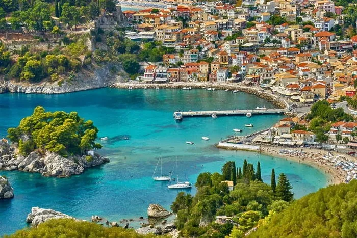 Framed Print : Aerial view at Parga resort and bay, Greece Framed Print : Aerial view at Parga resort and bay, Greece