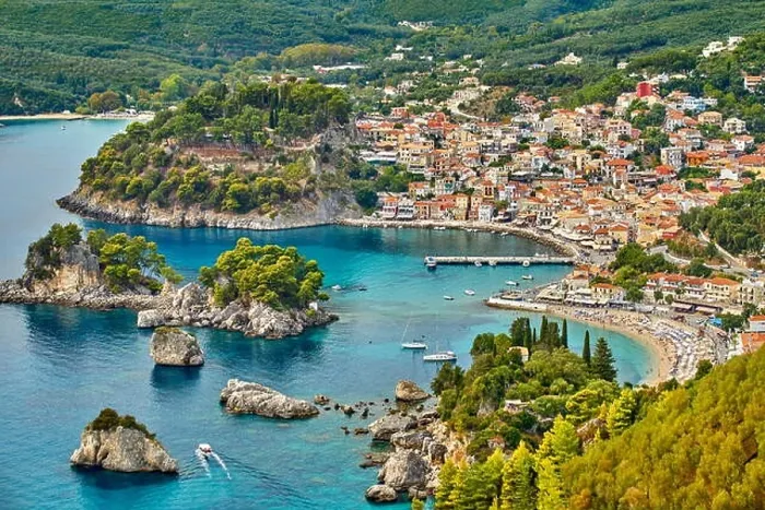 Framed Print : Aerial view at Parga resort and bay, Greece Framed Print : Aerial view at Parga resort and bay, Greece