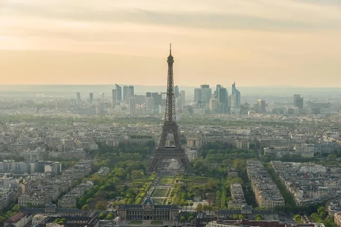Framed Print : Aerial view of Paris and Eiffel tower at sunset in Paris, France Framed Print : Aerial view of Paris and Eiffel tower at sunset in Paris, France