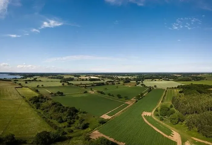 Framed Print : Aerial view of a patchwork of farm fields in the Suffolk countryside Framed Print : Aerial view of a patchwork of farm fields in the Suffolk countryside