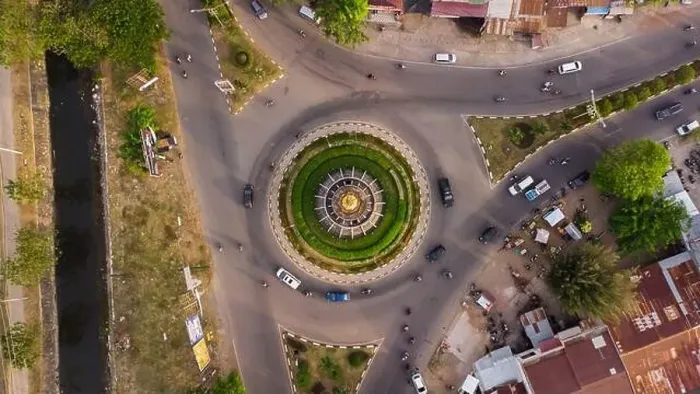 Framed Print : Aerial view of the pen roundabout, Aceh, Indonesia Framed Print : Aerial view of the pen roundabout, Aceh, Indonesia