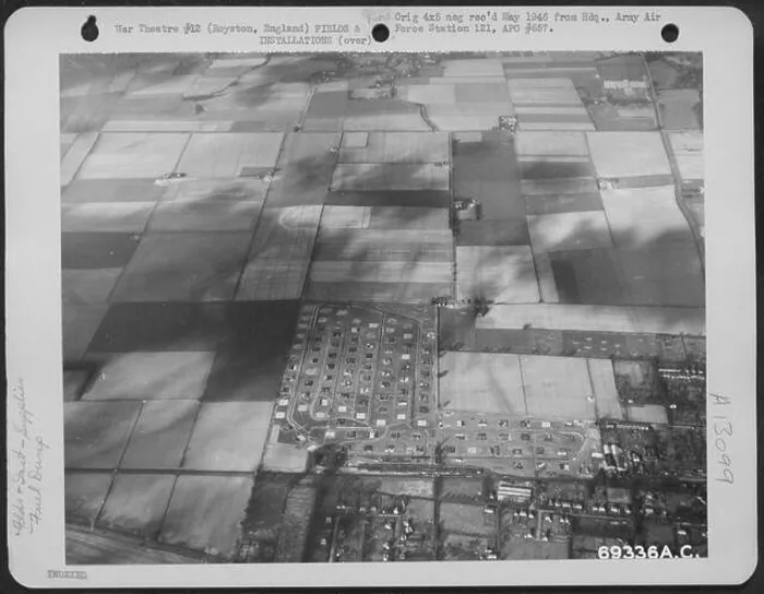 Framed Print : Aerial View Of The Petrol Dump At Royston, England. 7 February 1944 Framed Print : Aerial View Of The Petrol Dump At Royston, England. 7 February 1944