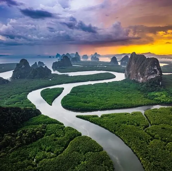 Framed Print : Aerial view of Phang Nga bay, Thailand Framed Print : Aerial view of Phang Nga bay, Thailand