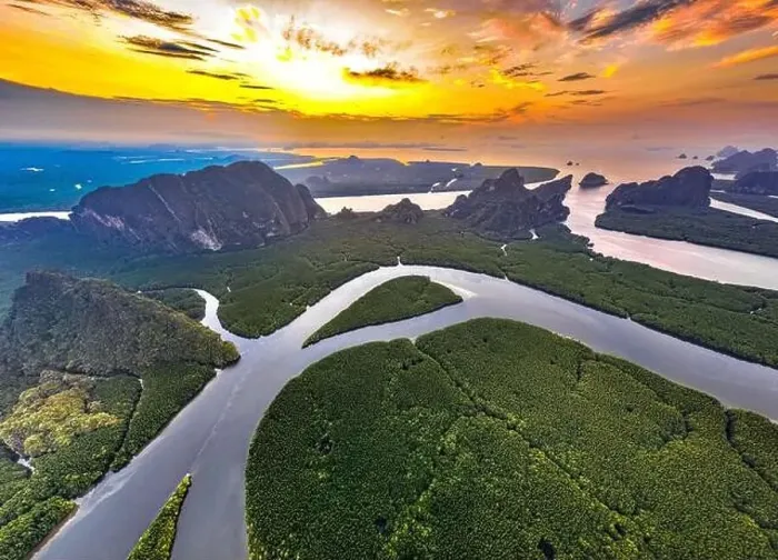 Framed Print : Aerial view of Phang Nga bay, Thailand