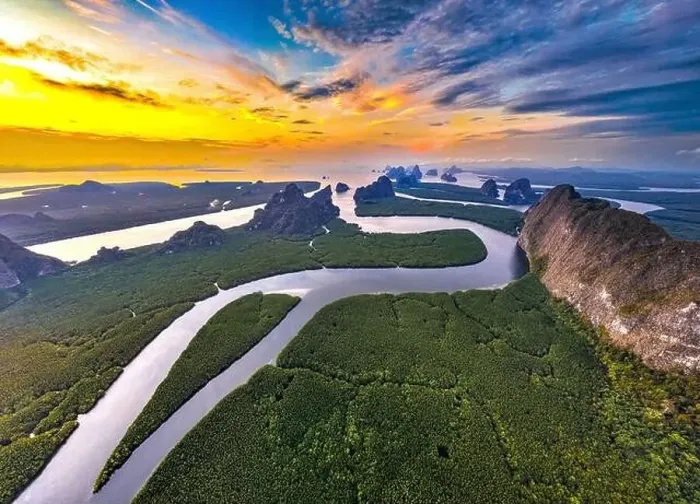 Framed Print : Aerial view of Phang Nga bay, Thailand