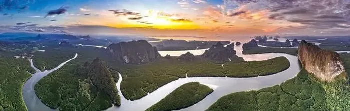 Framed Print : Aerial view of Phang Nga bay, Thailand