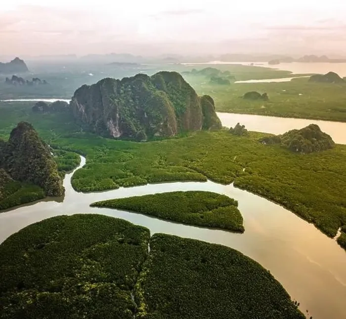 Framed Print : Aerial view of Phang Nga bay, Thailand Framed Print : Aerial view of Phang Nga bay, Thailand
