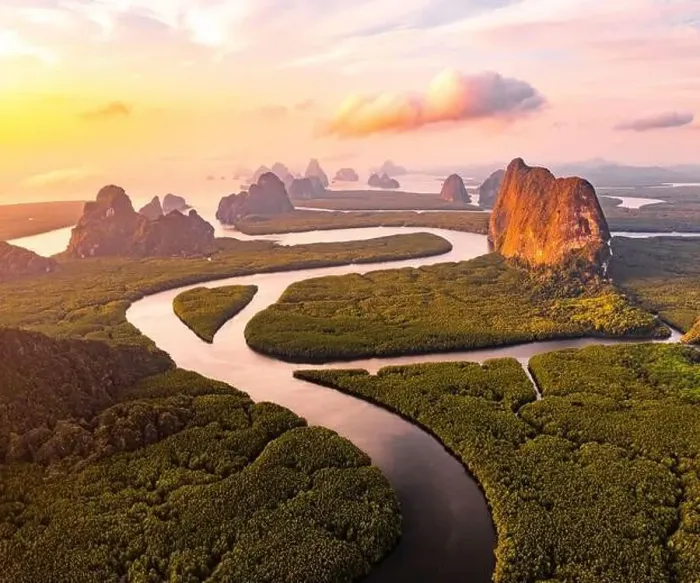 Framed Print : Aerial view of Phang Nga bay, Thailand Framed Print : Aerial view of Phang Nga bay, Thailand