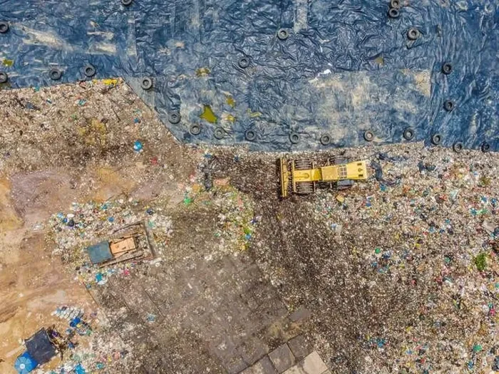 Framed Print : Aerial top view photo from flying drone of large garbage pile Framed Print : Aerial top view photo from flying drone of large garbage pile