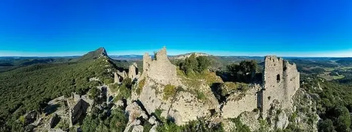 Framed Print : Aerial view of the Pic Saint Loup and it's surroundings in occitanie France