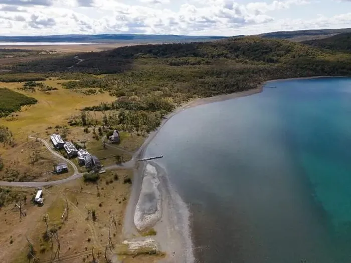 Framed Print : Aerial view of picturesque Lago Yehuin on the island Tierra del Fuego, Argentina, South America Framed Print : Aerial view of picturesque Lago Yehuin on the island Tierra del Fuego, Argentina, South America