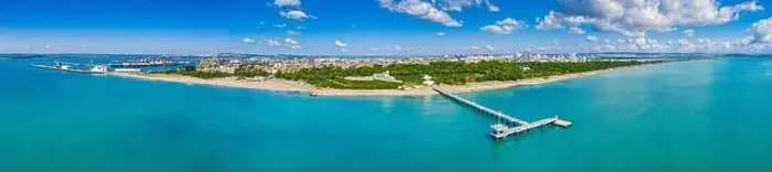 Framed Print : Aerial view of the pier of Burgas in Bulgaria Framed Print : Aerial view of the pier of Burgas in Bulgaria