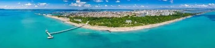 Framed Print : Aerial view of the pier of Burgas in Bulgaria Framed Print : Aerial view of the pier of Burgas in Bulgaria