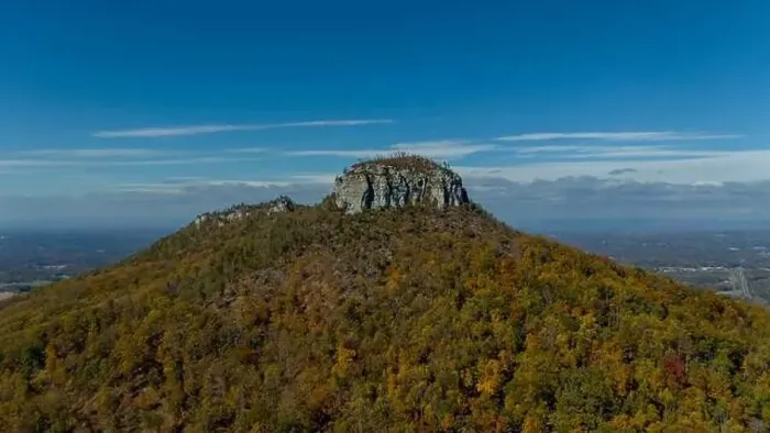Framed Print : Aerial View Pilot Mountain In The U.S. State Of North Carolina Framed Print : Aerial View Pilot Mountain In The U.S. State Of North Carolina