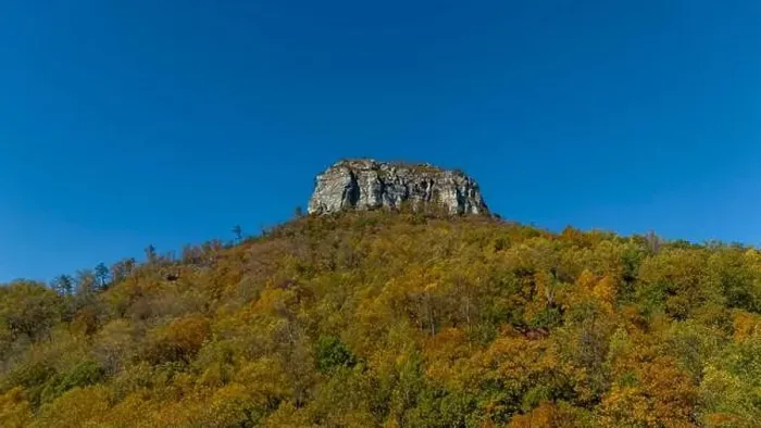 Framed Print : Aerial View Pilot Mountain In The U.S. State Of North Carolina Framed Print : Aerial View Pilot Mountain In The U.S. State Of North Carolina