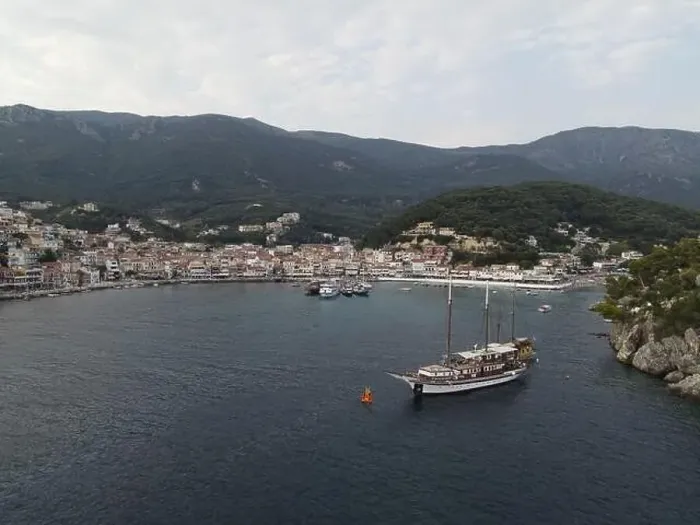 Framed Print : Aerial View Pirate Ships Near Island Of Panagia In Famous Tourist Destination Parga Town The Greek Caribbean Of Epirus Framed Print : Aerial View Pirate Ships Near Island Of Panagia In Famous Tourist Destination Parga Town The Greek Caribbean Of Epirus