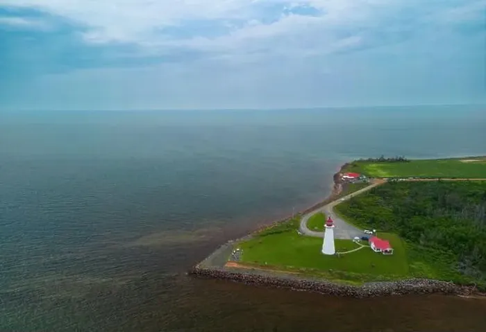 Framed Print : Aerial view of Point prim lighthouse PEI, Canada Framed Print : Aerial view of Point prim lighthouse PEI, Canada