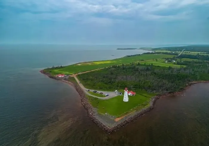 Framed Print : Aerial view of Point prim lighthouse PEI, Canada Framed Print : Aerial view of Point prim lighthouse PEI, Canada