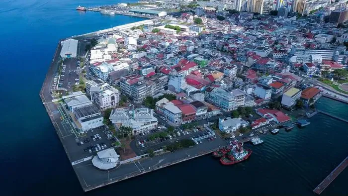 Framed Print : Aerial View to the Pointe-à-Pitre city center in Guadeloupe island, overseas region and department of France Framed Print : Aerial View to the Pointe-à-Pitre city center in Guadeloupe island, overseas region and department of France