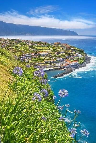 Aerial view of Ponta Delgada, North Coast of Madeira, Madeira Island, Portugal