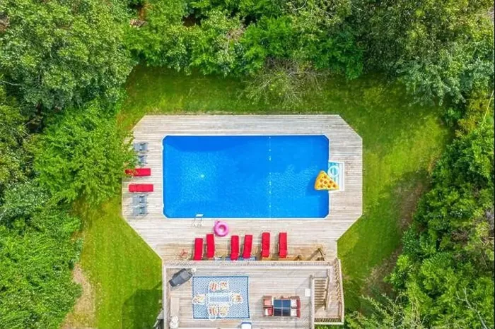 Framed Print : aerial view of a pool and pool area Framed Print : aerial view of a pool and pool area