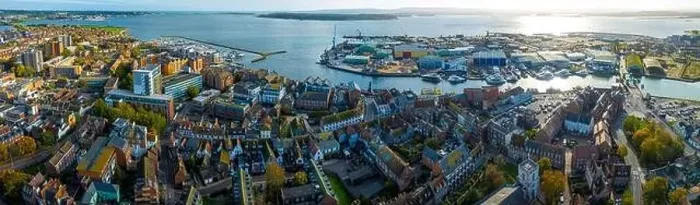 Framed Print : Aerial view of Poole, a coastal town in Dorset Framed Print : Aerial view of Poole, a coastal town in Dorset