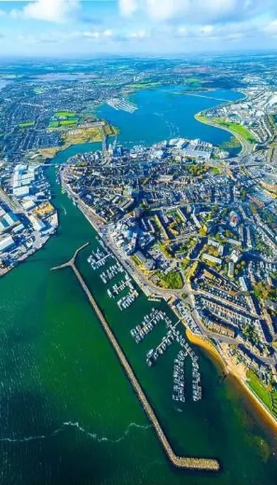 Framed Print : Aerial view of Poole, a coastal town in Dorset Framed Print : Aerial view of Poole, a coastal town in Dorset