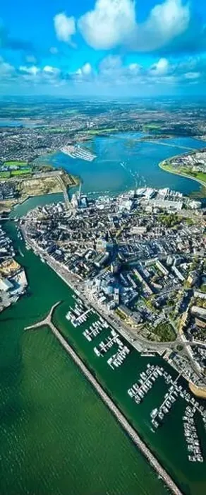 Framed Print : Aerial view of Poole, a coastal town in Dorset Framed Print : Aerial view of Poole, a coastal town in Dorset