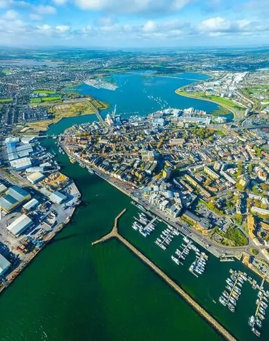 Framed Print : Aerial view of Poole, a coastal town in Dorset Framed Print : Aerial view of Poole, a coastal town in Dorset