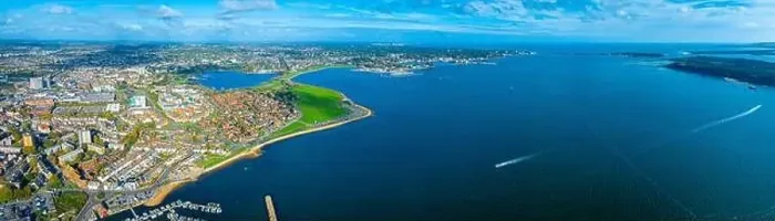 Framed Print : Aerial view of Poole, a coastal town in Dorset Framed Print : Aerial view of Poole, a coastal town in Dorset