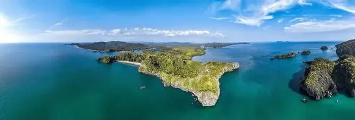 Framed Print : Aerial view of Prasat Hin Pun Yod secret beach in Satun, Thailand Framed Print : Aerial view of Prasat Hin Pun Yod secret beach in Satun, Thailand