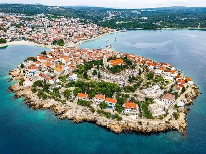 Framed Print : Aerial view of Primošten old town Framed Print : Aerial view of Primošten old town