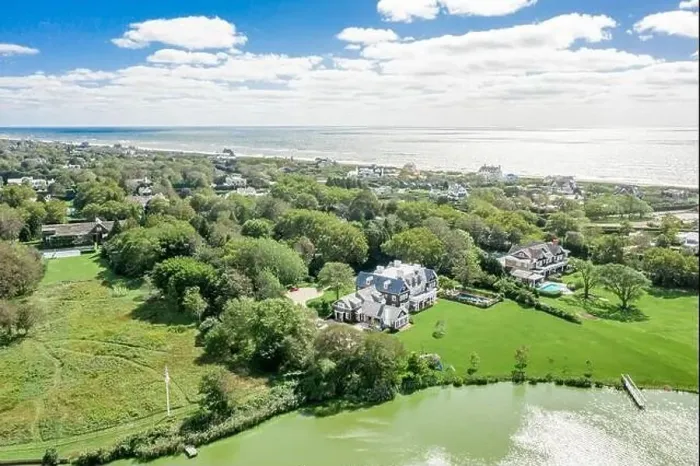 Framed Print : aerial view of several private estates in Southampton, NY Framed Print : aerial view of several private estates in Southampton, NY