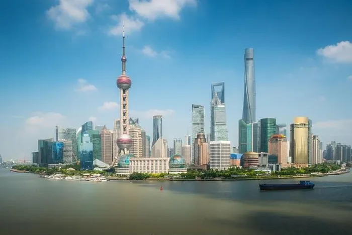Framed Print : Aerial view of Pudong skyline with Oriental Pearl tower and Lujiazui Business district skyscraper with Huangpu river in Shanghai, China. Asian tourism