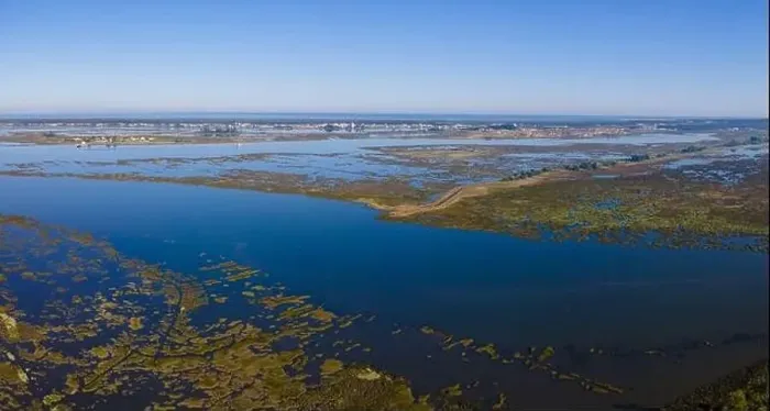 Framed Print : Aerial View of Puxadouro near the Aveiro Lagoon at Ovar, Aveiro, Portugal Framed Print : Aerial View of Puxadouro near the Aveiro Lagoon at Ovar, Aveiro, Portugal