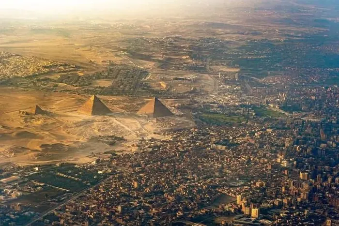 Framed Print : Aerial view of Pyramids of Giza in Egypt Framed Print : Aerial view of Pyramids of Giza in Egypt