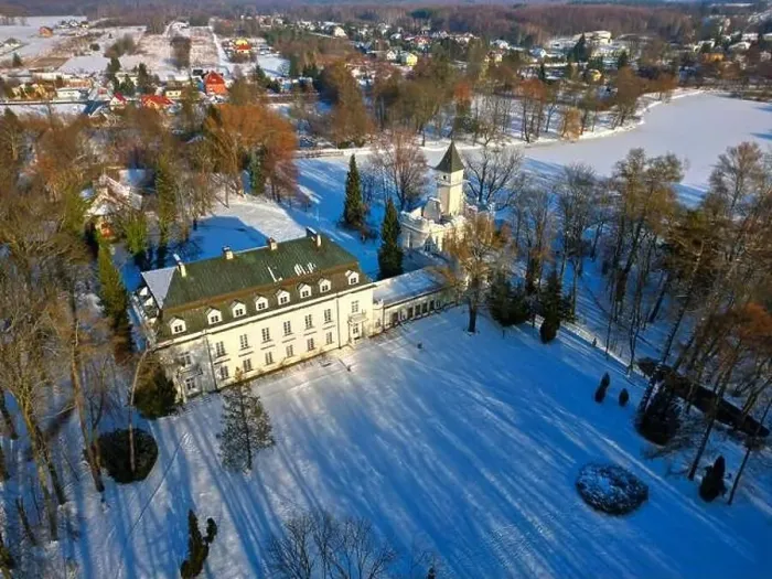 Framed Print : Aerial view of Radziejowice Park in winter Framed Print : Aerial view of Radziejowice Park in winter