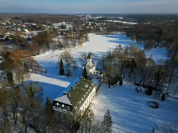 Framed Print : Aerial view of Radziejowice Park in winter Framed Print : Aerial view of Radziejowice Park in winter