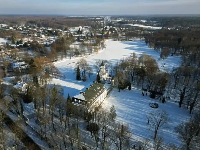 Framed Print : Aerial view of Radziejowice Park in winter Framed Print : Aerial view of Radziejowice Park in winter