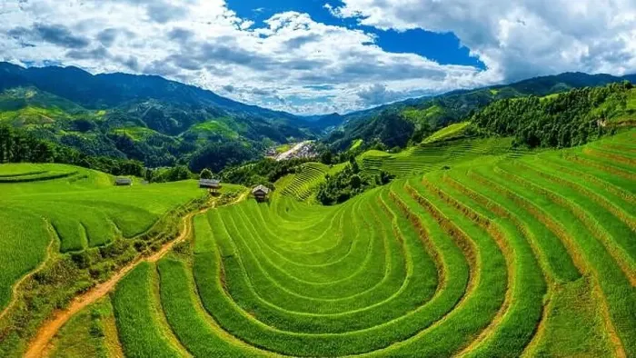 Framed Print : Aerial view of Rice terraces in Mu cang chai, Vietnam Framed Print : Aerial view of Rice terraces in Mu cang chai, Vietnam